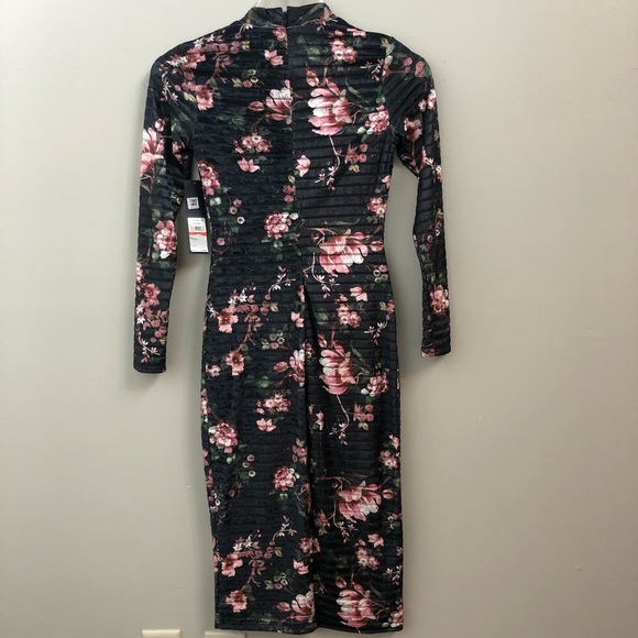 Rachel Roy Grey/Black Velvet Floral Cocktail Dress - Picture 7 of 10